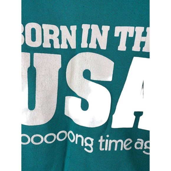Vintage Born in the USA Sweatshirt Medium Crewneck Fruit of the Loom 80s 90s - Picture 7 of 9